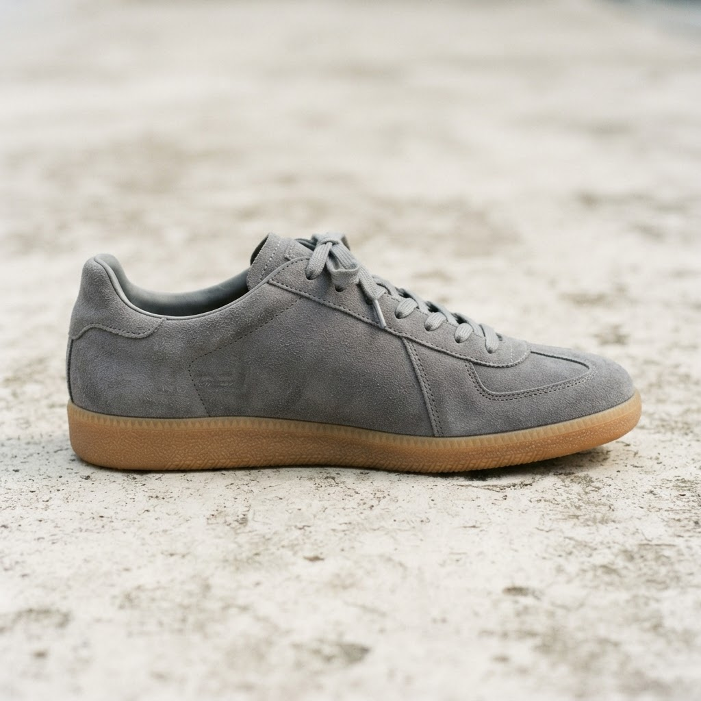 Suede low-top trainers after restoration